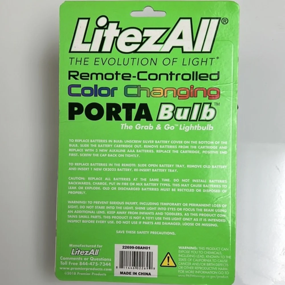 NWT LitezAll Remote Control Color Changing PortaBulb - Picture 5 of 5